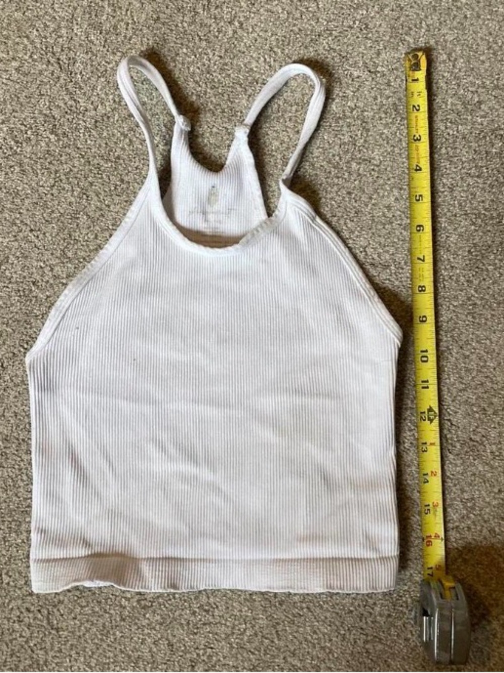 Women's Ribbed White Racerback Crop Tank Top